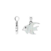 Handcrafted sterling silver fish pendant with white Mother of Pearl inlay and Bali carvings – retail jewelry